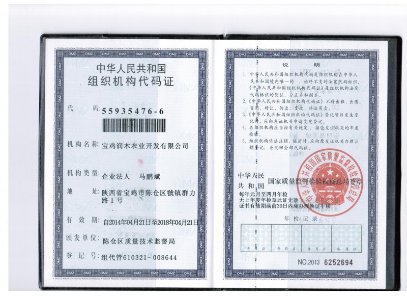 组织机构代码证 001